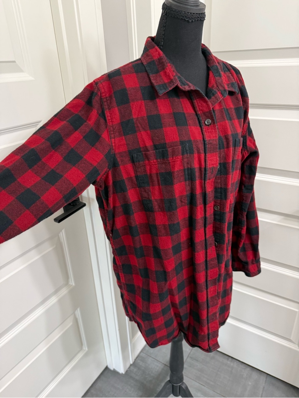 L.L. Bean Red and Black Buffalo Plaid Button-Up Shirt
